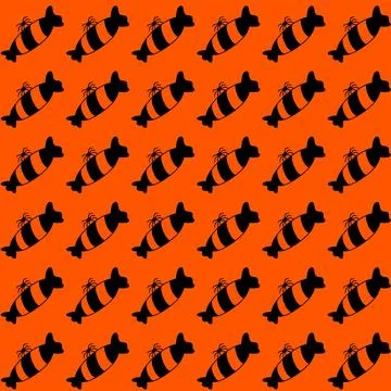 Wrapped Halloween Candy Repeating Pattern on Orange Background Stock Illustration