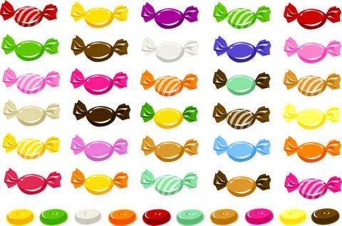 Wrapped hard candies Stock Illustration