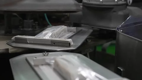Wrapped Kuzumochi Packages Moving on the Packaging Line Stock Footage 340009574