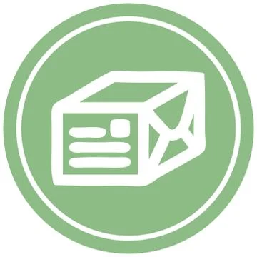 Wrapped parcel circular icon Illustration