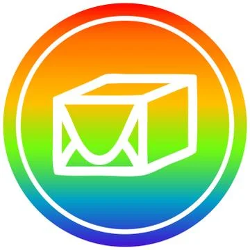 Wrapped parcel circular in rainbow spectrum Illustrazione stock