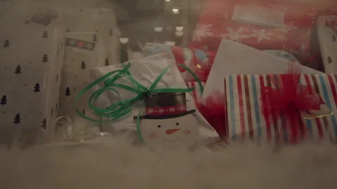 Wrapped Presents Beneath the Christmas Tree Through Diopter Filter Stock Footage 270308973