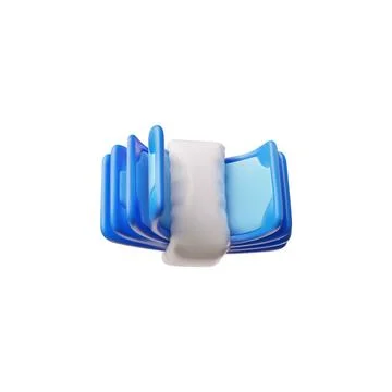 Wrapped stack of currency banknotes stack from blue inflated balloon, 3D vector Stock Illustration