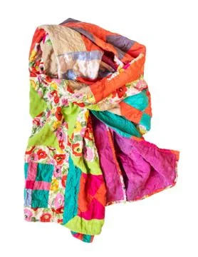 Wrapped stitched crumpled patchwork scarf cutout Stock Photos