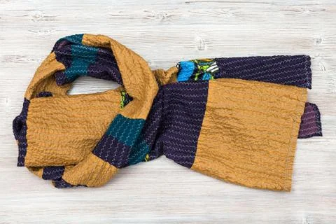 Wrapped stitched silk patchwork scarf Foto stock