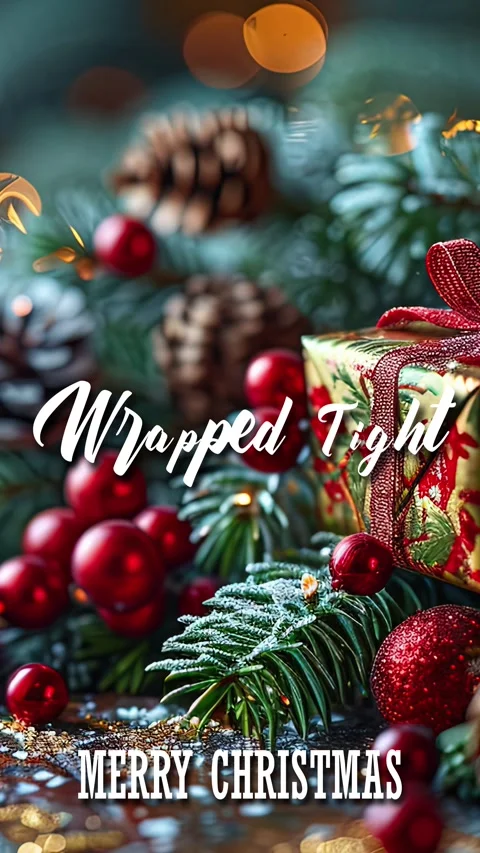 Wrapped Tight Modern Cursive Text Animation Happy Christmas Saying Stock Footage 292495201