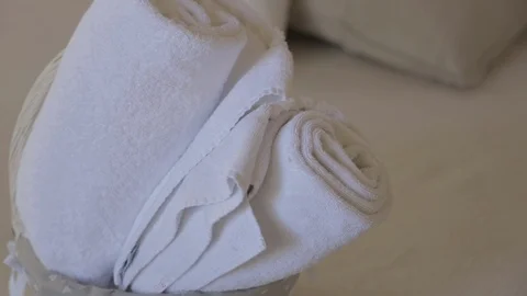 Wrapped up white towels Stock Footage 87860800