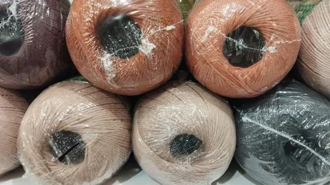 Wrapped Yarn Balls In Assorted Colors Stock Photos