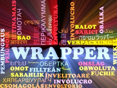 Wrapper multilanguage wordcloud background concept glowing Stock Illustration