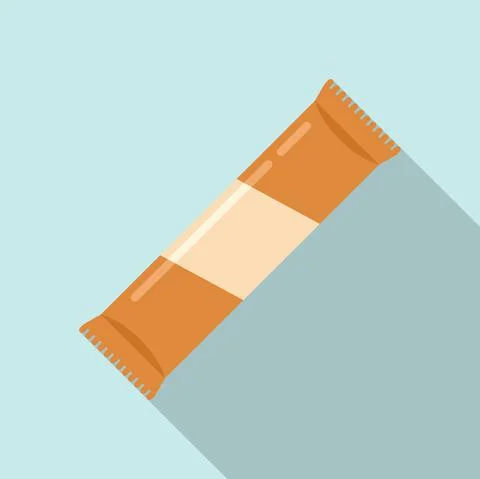 Wrapper snack bar icon flat vector. Chocolate food Stock Illustration