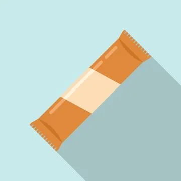 Wrapper snack bar icon flat . Chocolate food Stock Illustration