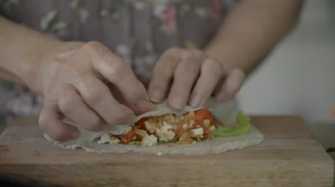 Wrapping Asia spring roll Stock Footage 29242291