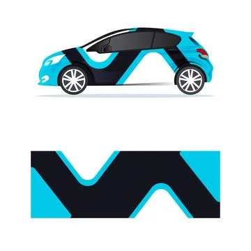 Wrapping car Modern Creative with blue triangle design Illustrazione stock