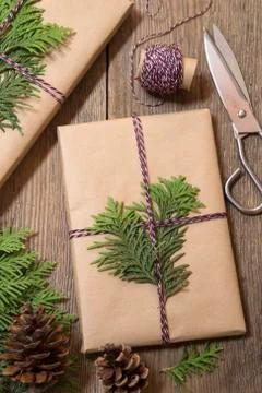 Wrapping Christmas presents Фото