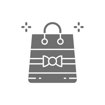Wrapping package, gift, bag grey icon. Isolated on white background Stock Illustration