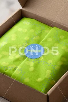 Wrapping paper and sticker mockup PSD Template