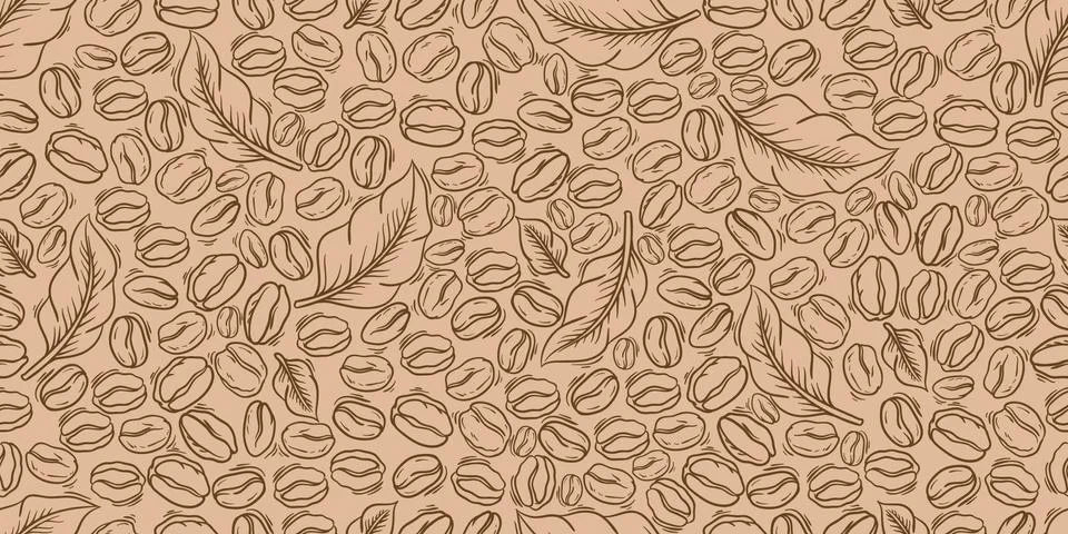 Wrapping Paper Coffee Beans Seamless Pattern Stock Illustration