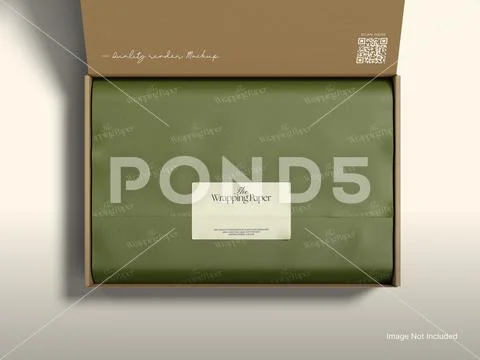 Wrapping Paper Mockup Inside Box Packaging PSD Template