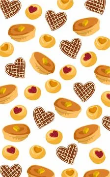 Wrapping paper pattern with pastry and heart shapes nastart Stock Illustration