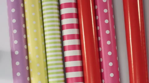 Wrapping paper rolls top view Stock Footage 68849827