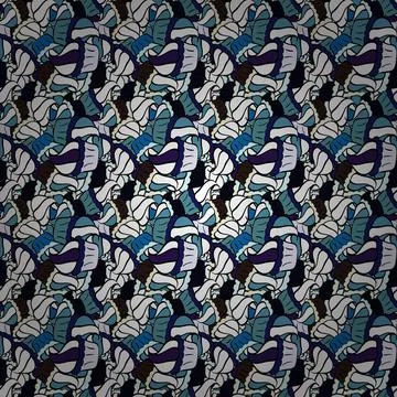 Wrapping paper. Seamless pattern of cupcakes on a black, white and blue backgrou Stock Illustration