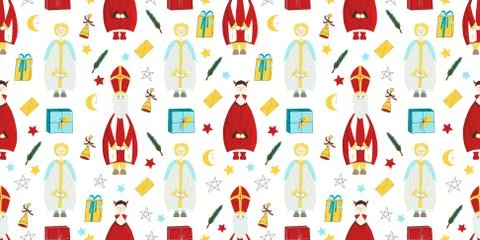 Wrapping paper, seamless pattern for saint nicholas day. Vector illustration Stock Illustration