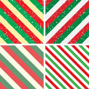 Wrapping paper seamless pattern set. Christmas stripes backgrounds vector col Stock Illustration