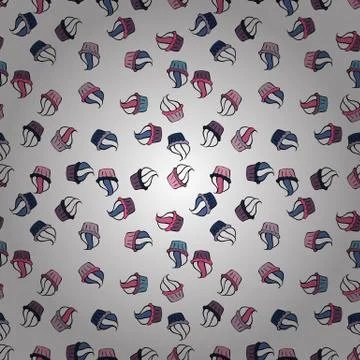 Wrapping paper. Seamless pattern with sweet desserts. Cream. White and black col Illustrazione stock