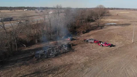 Wrapping up post extinguition by Salem Illinois fire dept Video stock 170916078