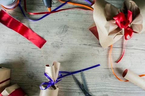 Wrapping presents background Stock Photos