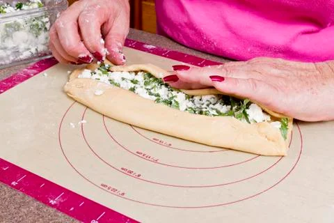 Wrapping the turkish pide Stock Photos
