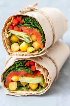 Wraps with salmon Foto stock