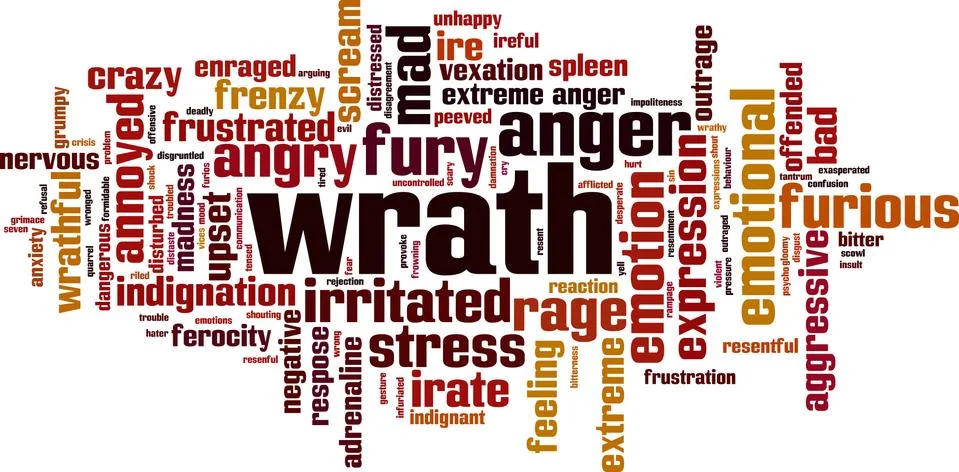 Wrath word cloud Stock Illustration