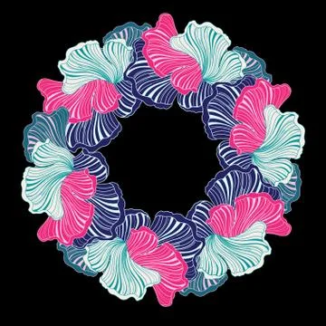 Wreath of abstract floral elements Stock Illustration