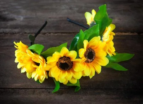 Wreath of artificial flowers Stock Photos