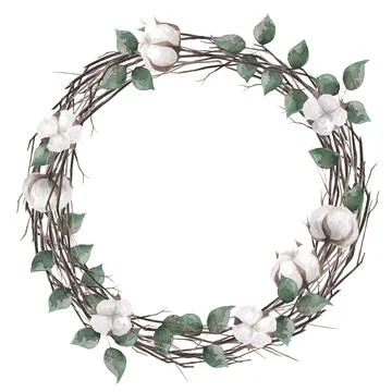 A wreath of branches. Round frame for the design of postcards, invitations, d Stock Illustration