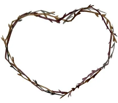 Wreath of branches in the shape of a heart. Illustrazione stock