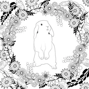 Wreath with bunny Stock Illustration