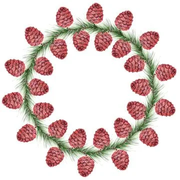 Wreath with cedar cones Stock Illustration