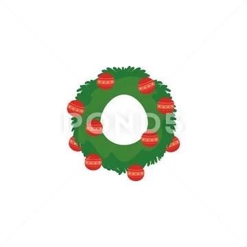 Wreath christmas with red balls Stock Illustrationen