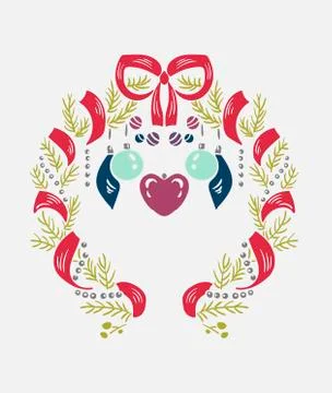 Wreath christmas vector damask pattern design element decoration card 스톡 일러스트