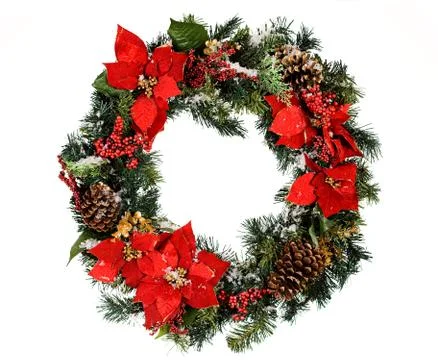 Wreath: christmas wreath with snow Stock Photos