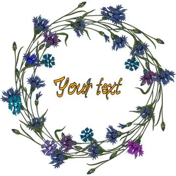 Wreath of cornflowers, vector Stock Illustration