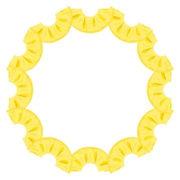 Wreath from cut slice pineapple with space for text. Cartoon organic sweet fo Stock Illustration