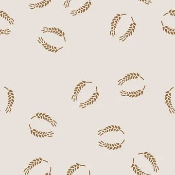 Wreath ears of wheat glyph seamless pattern Stock Illustration
