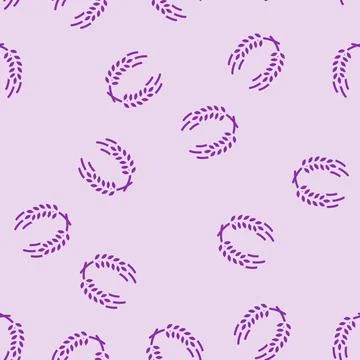 Wreath ears of wheat glyph vector seamless pattern Stock Illustration