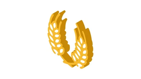 Wreath ears of wheat isometric icon animation Stock Footage 327293438