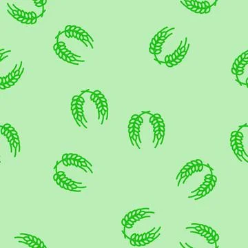 Wreath ears of wheat line vector seamless pattern Stock Illustration