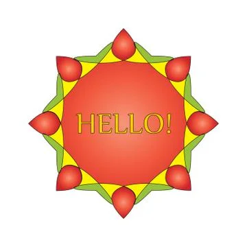 Wreath, emblem, a symbol of a red octagonal 1 Stock Illustration