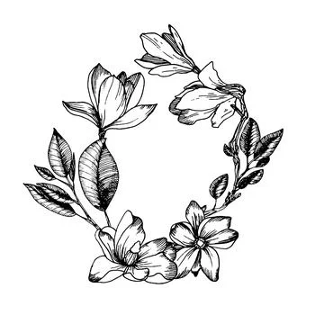 Wreath in engraving style Stock Illustration